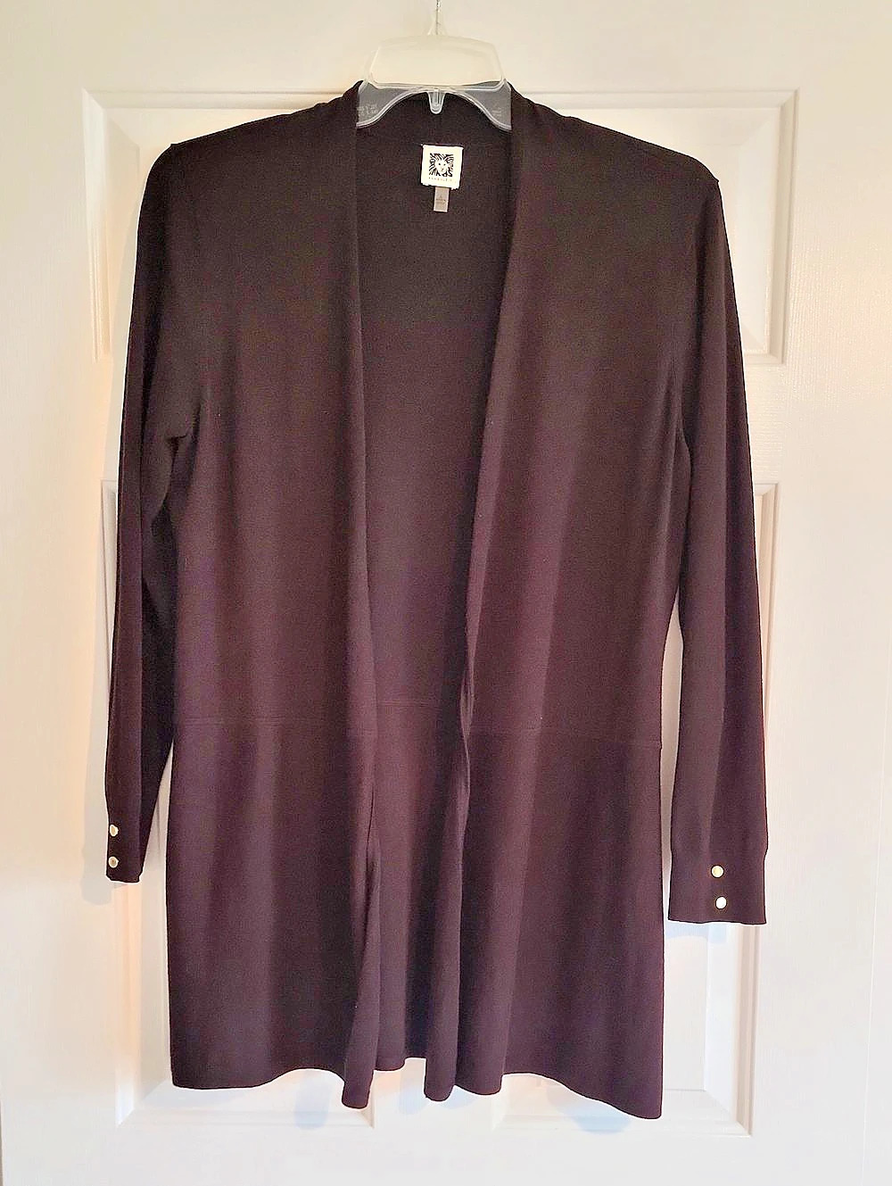 Anne Klein Black Open Front Cardigan Like New